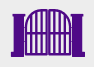 A black and white icon of a gate.