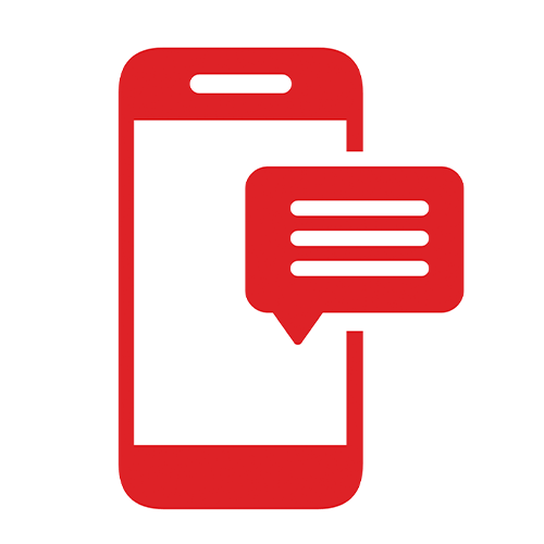 A red cartoon icon of a phone.